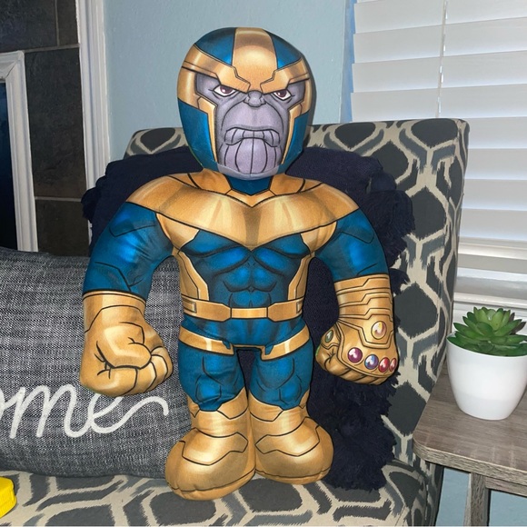 Marvel Halfems double sided plush avengers incredible hulk and Thanos 18" pillow - Picture 3 of 10